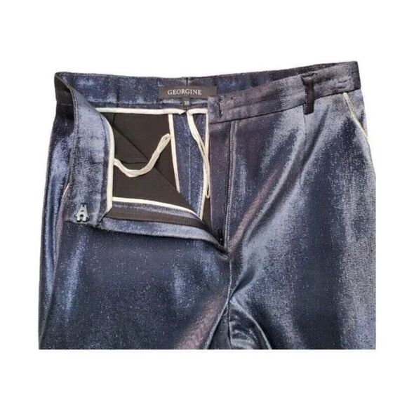 Vintage Georgine Metallic Blue Cigarette Pants - Picture 5 of 7
